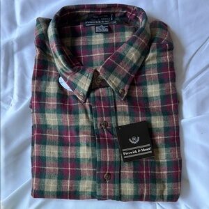 Preswick & Moore Men's Plaid Button-Down Shirt - Burgundy, Green, Cream